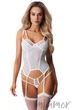 Корсет прозорий з пажами для панчіх Obsessive Arrowel Corset XXL/XXXL Білий - зображення 1