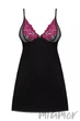 Комбинация сатиновая с кружевным лифом Obsessive Rosenty chemise XS/S Черно-розовая - изображение 3