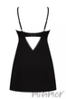 Комбинация сатиновая с кружевным лифом Obsessive Rosenty chemise XS/S Черно-розовая - изображение 4