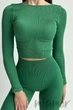 Кроп-топ в рубчик с длинными рукавами INSECRET CROP TOP RIBBED AMAZON S/M Зеленый - изображение 3