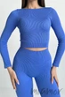 Кроп-топ в рубчик с длинными рукавами INSECRET CROP TOP RIBBED AMPARO BLUE L/XL Синий - изображение 1