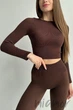 Кроп-топ в рубчик с длинными рукавами INSECRET CROP TOP RIBBED CHICORY COFFEE L/XL Темно-коричневий - изображение 1