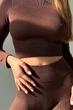 Кроп-топ в рубчик с длинными рукавами INSECRET CROP TOP RIBBED CHICORY COFFEE L/XL Темно-коричневий - изображение 3