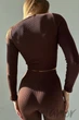Кроп-топ в рубчик с длинными рукавами INSECRET CROP TOP RIBBED CHICORY COFFEE L/XL Темно-коричневий - изображение 5