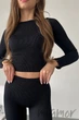 Кроп-топ в рубчик с длинными рукавами INSECRET CROP TOP RIBBED BLACK S/M Черный - изображение 3