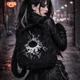 Рюкзак из эко-меха чёрный с графическим принтом, стиль darkcore, ONE SIZE (10823) - изображение 2