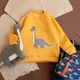 Теплий дитячий світшот з динозавром 104-110 см гірчичний FD28-Brontosaur-Mustard-30 Ladan - зображення 1