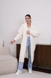 Женский вязаный кардиган с поясом молочного цвета 36958 One Size - изображение 3