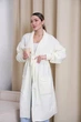 Женский вязаный кардиган с поясом молочного цвета 36958 One Size - изображение 4