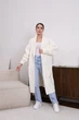 Женский вязаный кардиган с поясом молочного цвета 36958 One Size - изображение 6