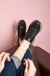 Демісезонні кросівки PARADIZE SHOES шкіряні з текстильними вставками з сітки чорні на бежевій підошві 37 розмір (устілка 24,5 см) - зображення 2