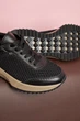 Демісезонні кросівки PARADIZE SHOES шкіряні з текстильними вставками з сітки чорні на бежевій підошві 37 розмір (устілка 24,5 см) - зображення 5