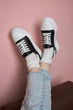 Стильные кеды PARADIZE SHOES кожаные черно-белого цвета на высокой белой подошве 39 размер (стелька 25,5 см) - изображение 1