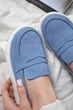 Элегантные демисезонные туфли PARADIZE SHOES замшевые голубые на низкой белой подошве 36 размер (стелька 24 см) - изображение 5
