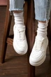 Стильные кеды PARADIZE SHOES кожаные белого цвета с перфорацией на высокой подошве 39 размер (стелька 25,5 см) - изображение 6