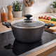 Кастрюля Pepper Маренго PR-2221 3 л Gray Marble с антипригарным покрытием PFLUON, кованый алюминий, для индукционных и всех типов плит, с крышкой - изображение 1