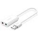Звукова карта USB AUX jack, TRRS (Mic + Ear), ALC4042 15cm Ugreen Біла US205 (30143) - изображение 1