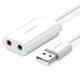 Звукова карта USB AUX jack, TRRS (Mic + Ear), ALC4042 15cm Ugreen Біла US205 (30143) - изображение 2