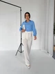 Жіноча базова сорочка на гудзиках Uaclothes 46-48 Блакитний (like36974-174011350) - изображение 3