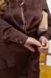 Вечірній костюм жіночий із блузою на запах Modiva 42636 шоколадний сатин Дабл Армані 62-64 - зображення 3