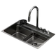Мийка Zerix ZH7548-SET-03 Nano-Black із вбудованим змішувачем з нерж. сталі (ZM5577) - зображення 1