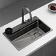 Мийка Zerix ZH7548-SET-03 Nano-Black із вбудованим змішувачем з нерж. сталі (ZM5577) - зображення 3