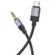 Аудіокабель AUX Hoco UPA32B Black Type-C на mini-Jack 3.5 мм у нейлоновому обплетенні 1 м Чорний - зображення 4