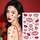 Самоклеючі 3D-стрази Губи Love для макіяжу обличчя та тіла 1 лист, Червоний - зображення 2