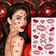 Самоклеючі 3D-стрази Губи Love для макіяжу обличчя та тіла 1 лист, Червоний - зображення 3