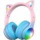 Бездротові навушники дитячі Bluetooth з мікрофоном Proove Kids LumiCat |BT6.0/AUX, 100H| Котячі вушка blue/pink - зображення 2