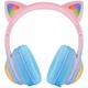 Бездротові навушники дитячі Bluetooth з мікрофоном Proove Kids LumiCat |BT6.0/AUX, 100H| Котячі вушка blue/pink - зображення 4