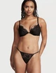Комплект Білизни Victoria's Secret Very Sexy Shine Strappy Unlined Lace Low-Cut Demi Bra & Very Sexy Shine Strap Cutout Back Thong Panty Чорний 34DD-M - изображение 1