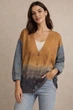 Кардиган женский трикотажный на пуговицах с джинсовыми рукавами One Size 42-48 горчичный - изображение 1