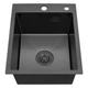 Кухонна мийка з кошиком Kroner KRP PVD Schwarze - 4050HM (3,0/1,0 мм) чорна сталь - изображение 6