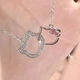 Цепочка с подвеской Hello Kitty двойная серебристая со стразами Sanrio kawaii Y2K Колье Хеллоу Китти аниме Casual - изображение 6