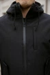 Мужская куртка Intruder Softshell удлиненная с защитой горла водоотталкивающая с капюшоном и с 4 карманами чёрная/L - изображение 4