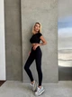 Спортивный женский костюм Hot с имитацией белья для фитнеса и йоги (кроп-топ футболка + леггинсы) c двойным Push Up Однотонный XS-S Черный (JB01_HOTS) - изображение 13