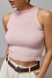 В'язана коротка майка в рубчик - пудра цвет, ONE SIZE - изображение 4