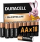 Щелочные батарейки Duracell AA (LR06) MN1500 18 шт family pack (5000394107519) - изображение 1