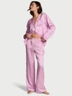 Сатинова піжама Victoria's Secret Signature Satin Heart Long Pajama Set Bikini Pink Jacquard W Heart Pocket S (11275402) - изображение 2