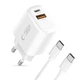 Мережевий зарядний пристрій Tech-Protect NCA20 QC/PD 20W USB-C | USB-A with USB-C to USB-C Cable White (5906302330553) - зображення 2