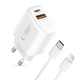 Мережевий зарядний пристрій Tech-Protect NCA20 QC/PD 20W USB-C | USB-A with USB-C to Lightning Cable White (5906302330546) - зображення 2
