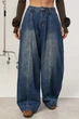 Широкі джинси Baggy з декоративними швами спереду G&M Ls-1201 S Размер цвет синій - изображение 1