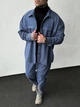 Спортивный джинсовый костюм замш котоновый (рубашка + брюки) Sane 910342 L синий - изображение 3