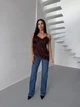 Топ из сатина L Коричневый (5014) - изображение 8