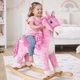 Конячка-качалка LeanToys з рухомим ротом і хвостом 74 см рожева, 2255 (5902808151708) - зображення 9