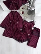 Комплект женский четверка халат майка шорты штаны Amelia Collection XL марсала - изображение 9