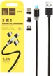 Кабель магнитный Denmen D09E 3 в 1 Lightning, Type-C, Micro-USB Черный (DN-D09E-BK) - изображение 2