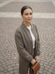 Женский бомбер из костюмного кашемира демисезонный свободный прямой фасон с накладными карманами на пуговицах Seventeen S-M коричневый 2365.6600 - изображение 2