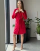 Женский велюровый халат средней длины Красный Maybel 2XL/3XL 221 (4065_3) - изображение 3